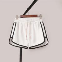 运动短裤女夏季宽松韩版绣花新款外穿高腰显瘦学生休闲热裤三分裤 白色两杆 S