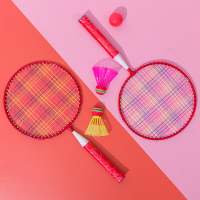 儿童羽毛球拍网球宝宝幼儿园3-10岁套装小学生亲子款小孩小童玩具 简单版送3球红(无包边背包护套) 成品拍