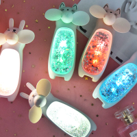 卡通可爱流沙USB电扇学生迷你小型带灯手持充电便携式随身小风扇