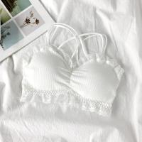 夏季少女美背抹胸薄款纯色小胸聚拢胸罩蕾丝无钢圈文胸内衣学生潮 白色 均码