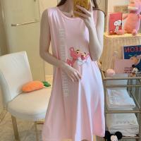 睡裙女夏季纯棉无袖背心学生甜美薄款大码宽松孕妇睡衣夏天家居服 JJL背心裙#粉红豹 M码[建议体重75-95斤]