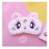 可爱美少女眼罩月亮猫咪护眼罩睡眠透气女学生卡通遮光少女心午休 白色+冰袋