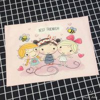 ins北欧风桌垫40*60cm隔热小学生餐垫30*45cm儿童棉麻桌布西餐垫 三个小女生 45*30cm