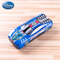 变形金刚大黄蜂擎天柱小学生男款儿童铁笔盒带乘法口诀表三层文具盒汽车造型带轮子铅笔盒 蓝色