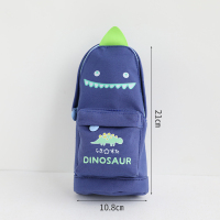 创意造型笔袋学生小清新帆布文具盒大容量个性铅笔盒可爱卡通笔盒 恐龙款-藏青