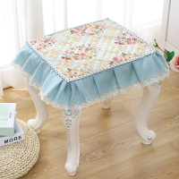 椅子套学生方凳套垫坐套钢琴凳化妆凳套梳妆台坐垫蕾丝换鞋凳套罩 田园绿[双边] 垫 30*30方形
