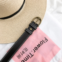 腰带女装饰 韩版新款时尚简约复古学生潮流搭配ins百搭牛仔裤皮带 黑色带身宽2.8cm 105cm