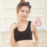 女童发育期文胸儿童内衣纯棉小背心小学生初中胸罩女孩少女生夏季 宽边黑色 M(胸围60-72CM)