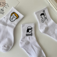 袜子女中筒韩版ins潮流学生白色卡通短袜日系可爱网红春夏薄款 [3双装]黄头+捆绑+举手 均码