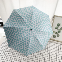 韩国小清新晴雨伞 折叠学生遮阳伞太阳伞黑胶防晒防紫外线女神伞 几何条纹