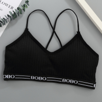 内衣女无钢圈小胸聚拢薄款抹胸运动学生高中少女背心美背胸罩文胸 黑色(单件) 均码(75-125斤适合)
