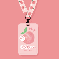 卡套胸牌公交车地铁卡套工作证件带挂绳挂脖接送幼儿园胸卡学生 卡套-粉底大桃子 长绳款