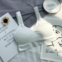 内衣女学生美背式宽肩带背心式小胸大露背厚杯外穿运动无钢圈文胸 白色 M