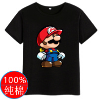五周年店庆 特价限量100件 2021新款男童短袖t恤纯棉夏装中大童 DX黑色超级玛丽 100cm