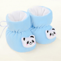 春秋冬季0加厚保暖软底不掉3男女宝宝6个月学步新生婴儿棉鞋子1岁 纯蓝熊猫 0-1岁,脚长12cm内