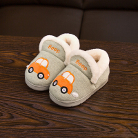 宝宝棉拖鞋男童秋冬季室内家居儿童拖鞋包跟小孩防滑婴幼儿毛毛女 绿色[小汽车子] 内长13cm
