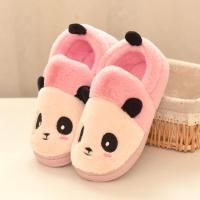 冬天儿童棉拖鞋男童女童卡通可爱室内防滑保暖中大童居家亲子拖鞋 熊猫包跟粉色 210(31-32码)内长19cm