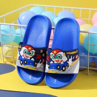 工程车儿童拖鞋夏男童卡通可爱小孩室内防滑家用中大童宝宝凉拖鞋 超速炫光车 宝蓝 24/25码170【适合脚长15】