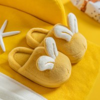 儿童棉拖鞋女童秋冬季室内家用半包跟中大童保暖防滑可爱宝宝拖鞋 黄色 160内长16cm 鞋底26-27