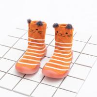 婴儿鞋袜纯棉儿童地板袜幼儿防滑学步袜子鞋秋春款宝宝室内地板鞋 f23橘白条猫咪(透明底) 20/21码(内长12.5cm