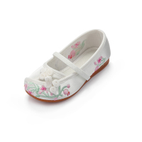 春秋新款老北京女童绣花鞋中国风儿童传统布鞋童鞋公主宝宝汉服鞋 白色 T22 收藏加购优先发货