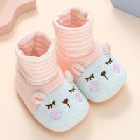 新生婴儿棉鞋秋冬加厚加绒保暖软底学步不掉鞋6个月男女宝宝鞋子 浅粉色眯眼兔 内长11cm 适合6-9个月