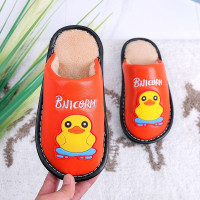 秋冬新款卡通萌鸭儿童棉拖鞋小孩室内保暖防水面防滑家居拖鞋棉鞋 萌鸭款-棉拖-橙色 37-38码-内长22厘米 9-10岁