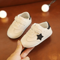 春秋单鞋透气小皮鞋男宝宝白鞋软底学步鞋休闲鞋女童韩式板鞋婴 卡比白鞋188黑色 16码内长12cm