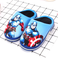 爱莎公主拖鞋可爱冰雪奇缘女童棉拖秋冬韩版儿童毛毛家居鞋中大童 棉拖 2011 美国队长 蓝色 24/25 16/17码