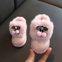 婴儿学步鞋软底秋冬女宝宝皮鞋公主鞋加绒加厚0-2岁1棉鞋女童冬鞋 粉红色 23码鞋子内长约14.5厘米