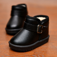 2020冬儿童雪地靴宝宝保暖棉鞋男童加厚女童防滑中大童棉靴子短靴 贝贝虎W-6黑色 25码（内长13.5CM）