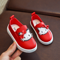 2021春秋新款女童皮鞋公主鞋儿童豆豆鞋小童单鞋软底可爱宝宝鞋子 红色 23码内长14.3cm