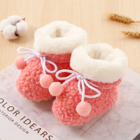 婴儿鞋袜冬0-12个月6新生儿男女宝宝鞋1岁加厚棉软底防掉学步前鞋 粉色[豆豆绒] 冬款加绒加厚 内长10cm [推荐0