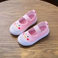 春秋季新款儿童帆布鞋幼儿园室内鞋宝宝软底鞋男女童布鞋单小白鞋 C05粉色鸭子 21