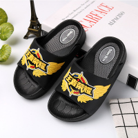 男童拖鞋夏季亲子儿童凉拖鞋家居室内软底洗澡防滑卡通男孩一字拖 王者荣耀黑底黑面 160mm[24码]