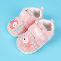 婴儿棉布鞋6-12个月男女宝宝学步鞋软底防滑0-1岁新生儿鞋子秋季8 小鱼粉色 12码内长10.5cm