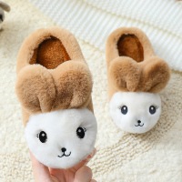 冬季儿童棉拖鞋男女童亲子可爱卡通包跟防滑室内宝宝居家毛毛拖鞋 大眼兔咖啡色 290码(适合44-45码)