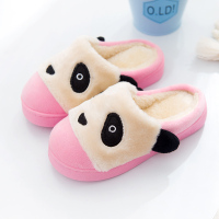 秋冬儿童棉拖鞋女童室内居家可爱卡通宝宝棉拖男防滑包跟保暖冬季 粉色(熊猫儿童) 200(内长18cm)