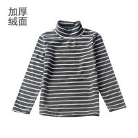 男童装2021新款秋冬装中半高领长袖打底衫儿童加绒加厚潮洋气内搭 加厚德绒/:深灰条 100码:建议95左右身高:体重2