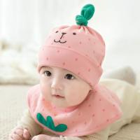 婴儿帽子女宝宝帽子春秋季新生儿帽子男童帽可爱套头帽婴幼儿胎帽 [点点草莓-粉色] 均码:建议2-12个月,适合头围(38