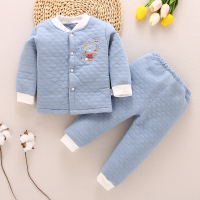 男童0女宝宝2婴儿童装小孩子衣服春秋春装小童1岁半背带裤套装潮3 [加厚保暖款]音乐钴蓝 66码/适合0-6个月宝宝穿