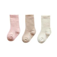 宝宝袜子冬季加绒婴儿中筒袜加厚保暖儿童纯棉短袜0一1-3岁冬款 粉色+卡其+米白 S码[0-1岁]