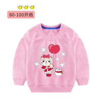 女童卫衣秋装2021新款女宝宝洋气上衣小女孩儿童卡通休闲运动春装 粉红色 气球雪花熊卫衣 80cm(建议身高74-80c