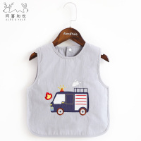 幼儿园罩衣儿童围裙无袖婴儿防水饭兜宝宝吃饭围兜夏薄款 6201灰色消防车 90码,建议身高70-80厘米