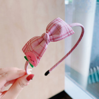 韩国儿童水果卡通发卡女童发箍宝宝发饰头箍女童防滑压发少女头饰 1#水蜜桃格子款发箍[推荐收藏 优先发货]