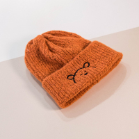 秋冬宝宝帽子冬季婴儿毛线帽男女童4个月-4岁6韩版套头帽儿童可爱 橘色 小熊套头毛线帽 参考(4个月-3岁)(40--5