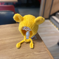 新生婴儿帽子秋冬季婴幼儿毛线帽男童可爱超萌护耳帽女宝宝保暖潮 黄色 参考(3-15个月) 适合头围(42-48cm)