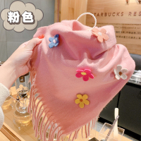 宝宝围巾冬季保暖韩版新花朵潮女童秋冬可爱宝宝脖套防风儿童围脖 粉色款 建议2周岁以上