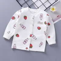 宝宝上衣春秋纯棉内衣男女童长袖打底T恤婴幼儿单件线衣卡通秋衣2 对开小草莓上衣 66cm