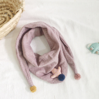 秋冬新款儿童围巾男女宝宝三角巾卡通可爱保暖柔软亲肤双层纯棉 香芋紫 6个月-12岁